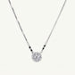 Silver Crystal Heart Pendant Necklace with Black Bead Accents