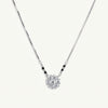 Silver Crystal Heart Pendant Necklace with Black Bead Accents