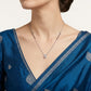 Silver Teardrop Crystal Pendant Necklace with Black Bead Accents