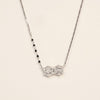 Silver Geometric Crystal Pendant Necklace with Black Bead Chain