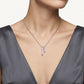 Silver Pink Crystal Double Bar Pendant Necklace