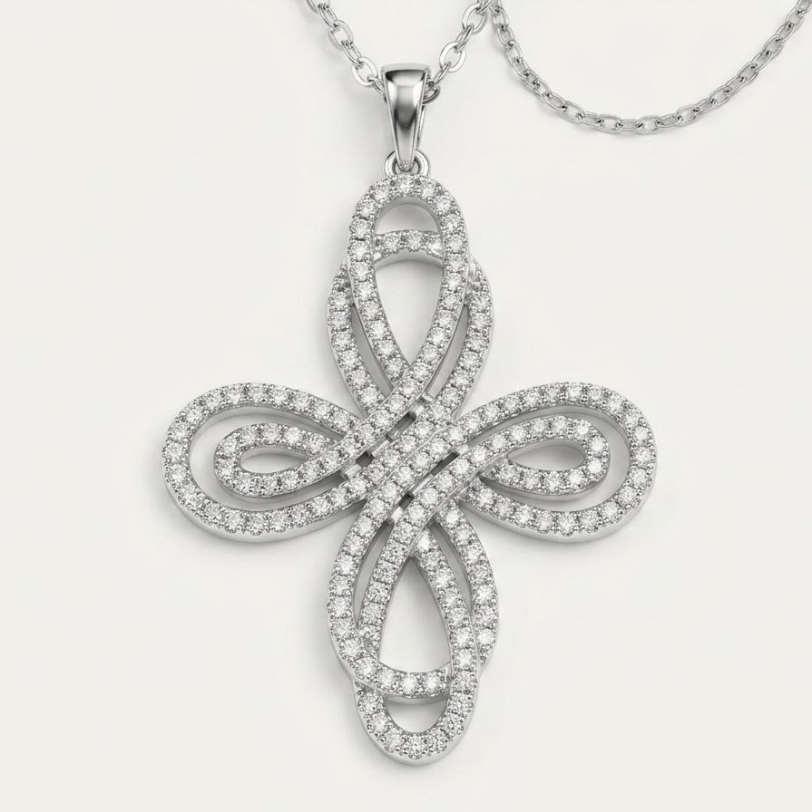 Elegant Silver Infinity Cross Pendant Necklace
