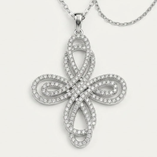 Elegant Silver Infinity Cross Pendant Necklace