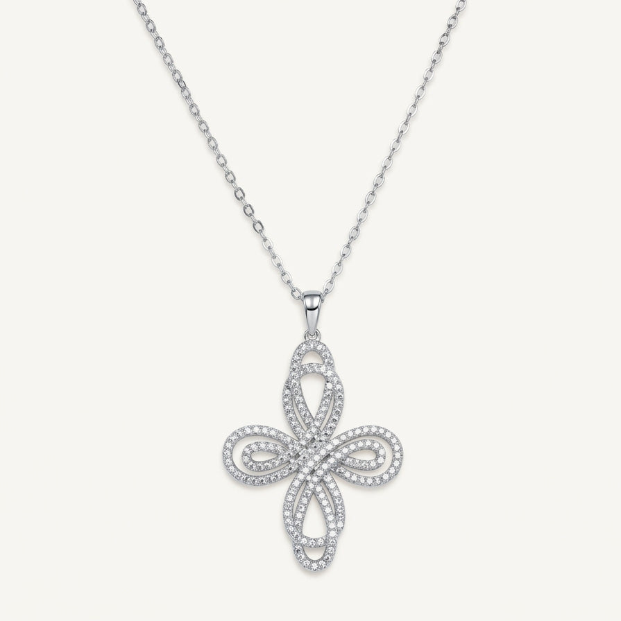 Elegant Silver Infinity Cross Pendant Necklace