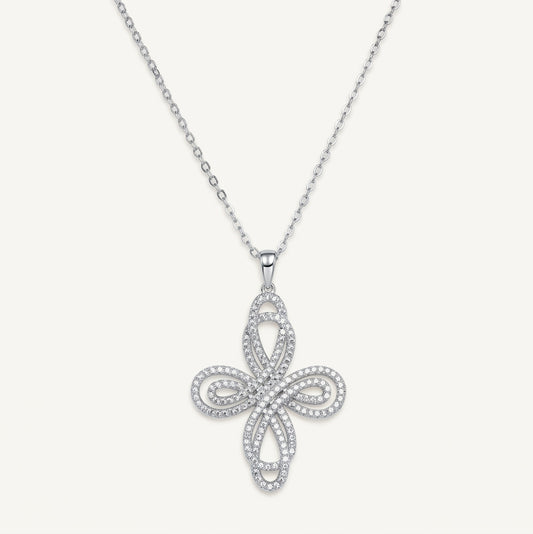 Elegant Silver Infinity Cross Pendant Necklace