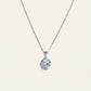 Silver Blue Enamel Flower Pearl Pendant Necklace
