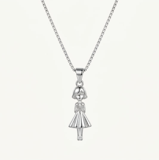 Elegant Silver Girl Pendant Necklace – Dainty Charm Necklace for Women