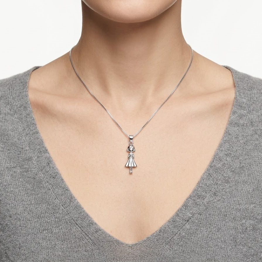 Elegant Silver Girl Pendant Necklace – Dainty Charm Necklace for Women