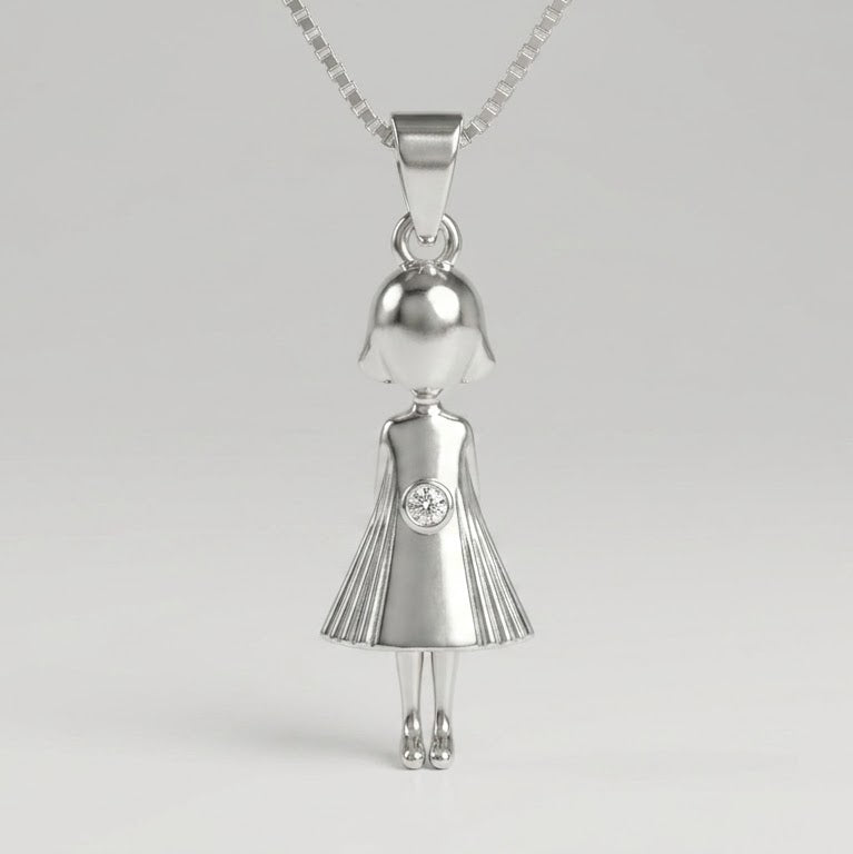 Elegant Silver Girl Pendant Necklace – Dainty Charm Necklace for Women