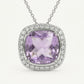 Elegant Silver Purple Gemstone Halo Pendant Necklace