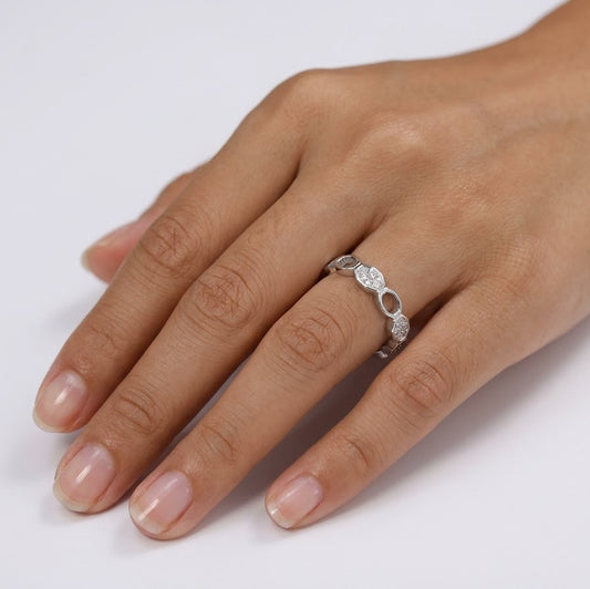 Modern Geometric Open-Link Crystal Eternity Ring