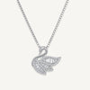 Elegant Silver Swan Pendant Necklace with Sparkling Stones