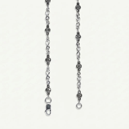 Silver Infinity & Crystal Charm Anklet – Vintage-Inspired Jewellery