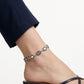 Hexagon Mother-of-Pearl Style Anklet – Vintage Silver-Tone Jewellery