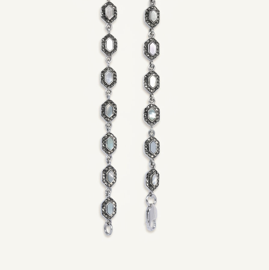 Hexagon Mother-of-Pearl Style Anklet – Vintage Silver-Tone Jewellery