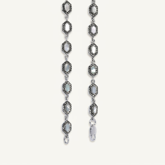 Hexagon Mother-of-Pearl Style Anklet – Vintage Silver-Tone Jewellery